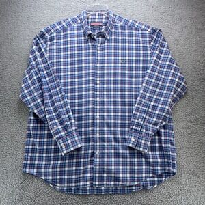 Vineyard Vines Whale Shirt Mens XL Blue Plaid Button Up Long Sleeves Preppy